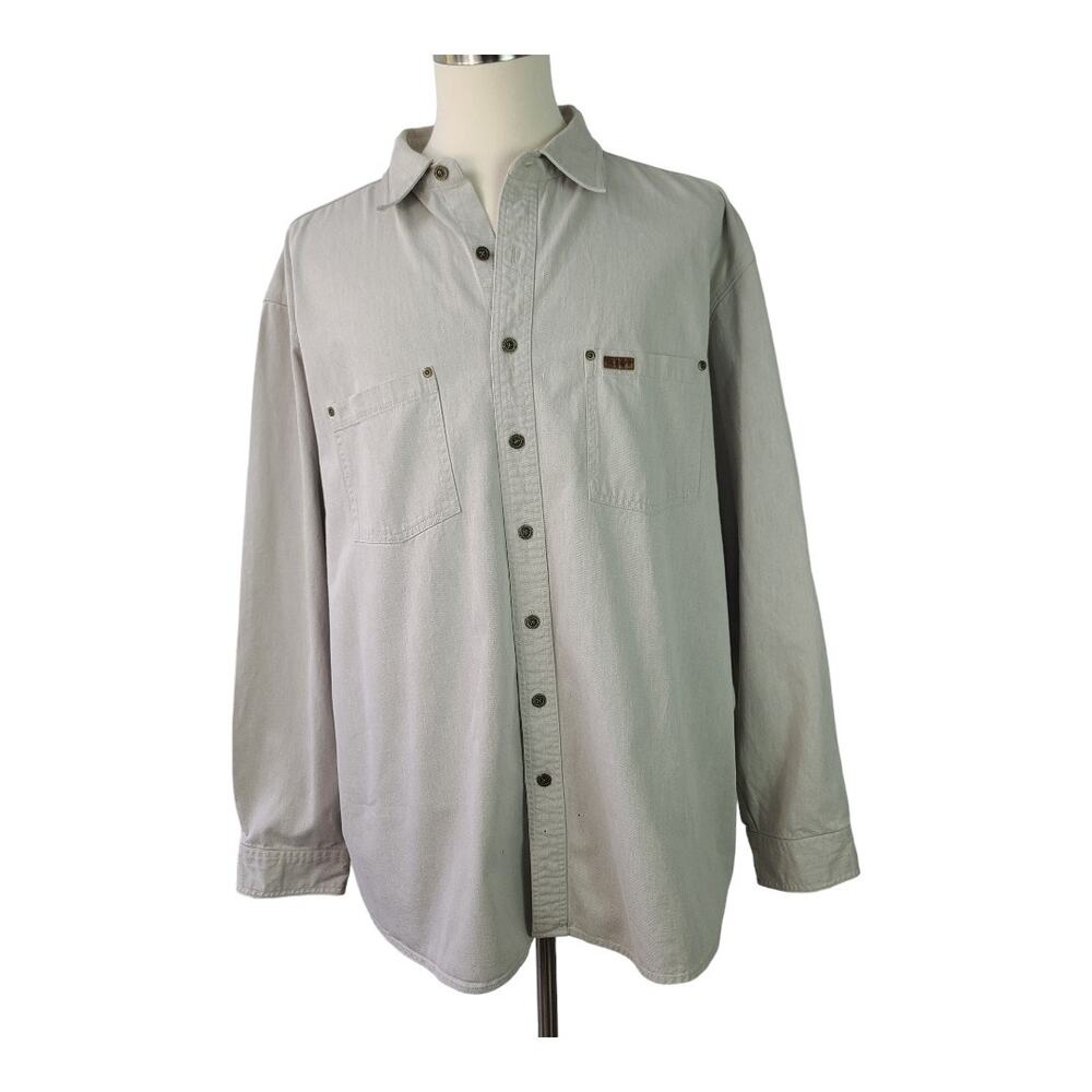 Carhartt Khaki Tan Cotton Canvas Vintage Button Down Shirt 3 XLT